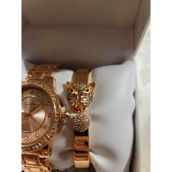 Jessica Simpson Rose Gold Watch And Animal Bracelet Bling JSB8002RG - Picture 3 of 10